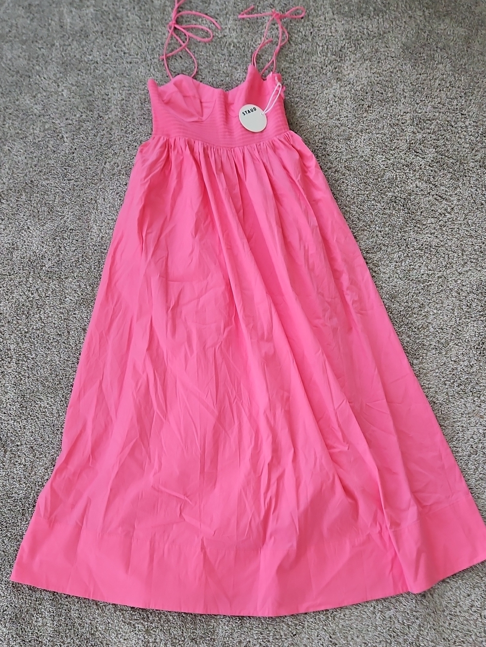 NWT Staud Pink Spaghetti-Strap Maxi Dress L